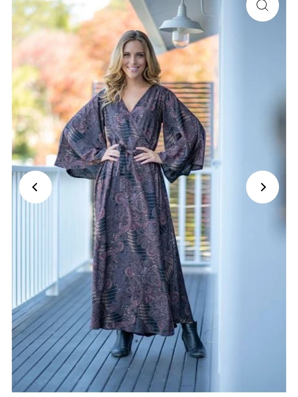 Paisley Print Maxi Wrap Dress in Plum